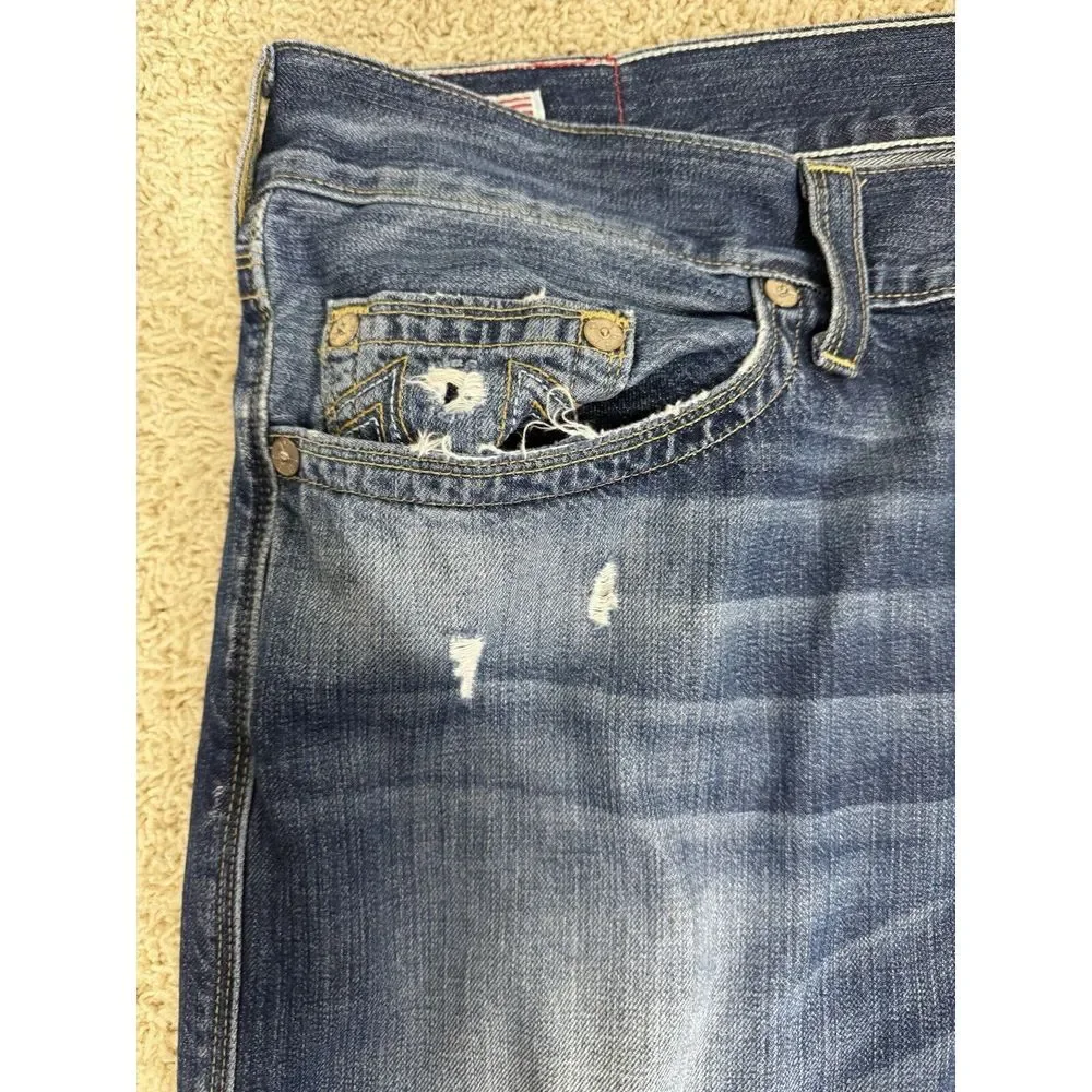 True Religion Mens Bobby Super T Jeans Thick Stitch Flap Pockets‎ Size 42 X 33